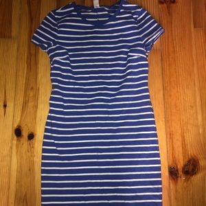 Blue and white striped dress